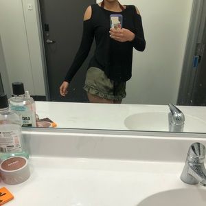 Black cold shoulder top